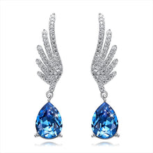 Load image into Gallery viewer, Blue Angel Swarovski Crystal  Dangling Silver Earrings
