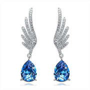 Blue Angel Swarovski Crystal  Dangling Silver Earrings
