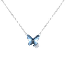Load image into Gallery viewer, Blue Butterfly Swarovski Zircon Silver Necklace
