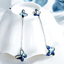 Load image into Gallery viewer, Blue Butterfly Swarovski Crystal Silver Earrings
