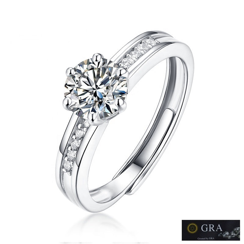 Classic Solitaire Band MOISSANITE Silver Ring