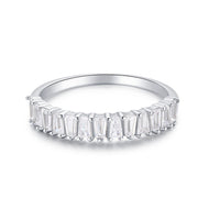 Berlin rectangular zircon silver ring with baguette-cut stones in 925 sterling silver