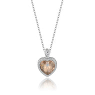 Coffee Ocean of Heart Swarovski Crystal Silver Necklace