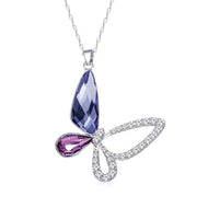 Colorful Butterfly Swarovski Crystal Silver Necklace