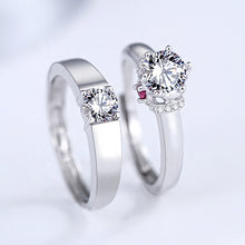 Load image into Gallery viewer, ADAM &amp; EVE Zircon Adjustable Couple Silver Ring

