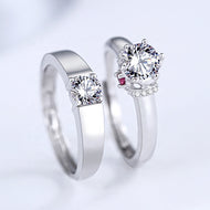 ADAM & EVE Zircon Adjustable Couple Silver Ring