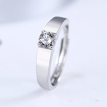 Load image into Gallery viewer, ADAM &amp; EVE Zircon Adjustable Couple Silver Ring
