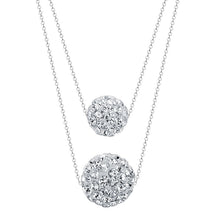Load image into Gallery viewer, White  Zircon Crystal Ball Duo Silver Necklace
