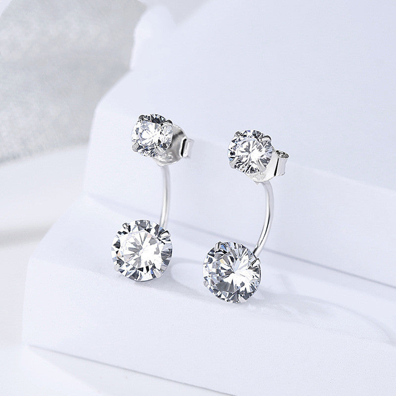 Cinderella Crystal Ball Duo Zircon Silver Earrings