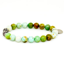 Load image into Gallery viewer, Green Turquoise Stone Silver Bead Bracelet (8 MM)
