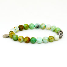 Load image into Gallery viewer, Green Turquoise Stone Silver Bead Bracelet (8 MM)
