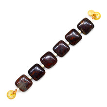 Load image into Gallery viewer, Poppy Jasper Magnetic Closure Silver Bead Bracelet (12 MM)
