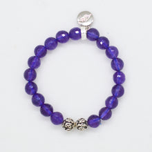 Load image into Gallery viewer, Amethyst Faceted Silver Bead Bracelet (8 MM)
