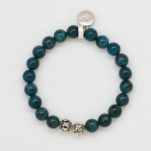 Load image into Gallery viewer, Natural Teal Apatite Silver Bead Bracelet (8 MM)
