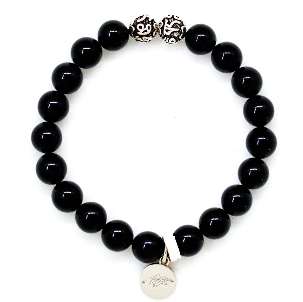 Tourmaline Stone Silver Bead Bracelet (8 MM)