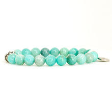 Load image into Gallery viewer, Amazonite Stone Silver Bead Bracelet (8 MM)
