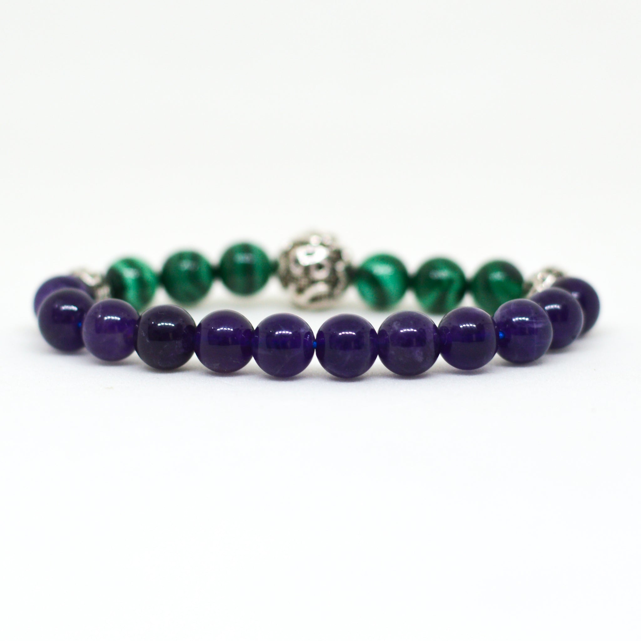 Lava Stone and Malachite Mala and Beads Wrist Bracelet