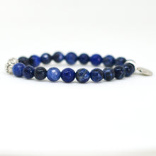 Load image into Gallery viewer, Sodalite Faceted Stone Silver Bead Bracelet (8 MM)
