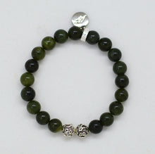 Load image into Gallery viewer, Canadian Jade Stone Silver Bead Bracelet (8 MM)
