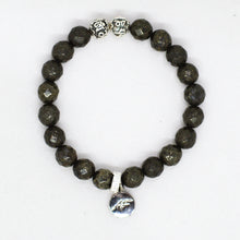 Load image into Gallery viewer, Pyrite Faceted Stone Silver Bead Bracelet (8 MM)
