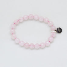 Load image into Gallery viewer, Rose Quartz Silver Flat Bead Bracelet (8 MM)
