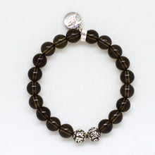 Load image into Gallery viewer, Smoky Quartz Stone Silver Bead Bracelet (8 MM)
