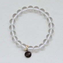 Load image into Gallery viewer, Clear Quartz Flat Silver Bead Bracelet (8 MM)
