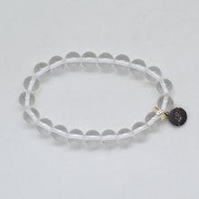 Load image into Gallery viewer, Clear Quartz Flat Silver Bead Bracelet (8 MM)
