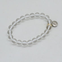Load image into Gallery viewer, Clear Quartz Flat Silver Bead Bracelet (8 MM)

