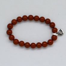 Load image into Gallery viewer, Red Jasper Stone Flat Silver Bead Bracelet (8 MM)
