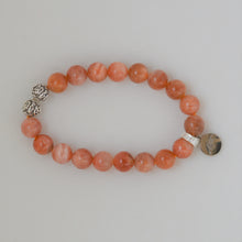 Load image into Gallery viewer, Natural Sunstone Silver Bead Bracelet (8 MM)
