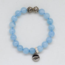 Load image into Gallery viewer, Aquamarine Super Stone Silver Bead Bracelet (8 MM)
