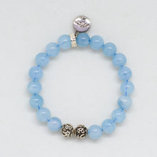 Load image into Gallery viewer, Aquamarine Super Stone Silver Bead Bracelet (8 MM)
