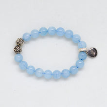 Load image into Gallery viewer, Aquamarine Super Stone Silver Bead Bracelet (8 MM)
