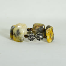 Load image into Gallery viewer, Lace Agate Square Silver Bead Bracelet (12 MM)
