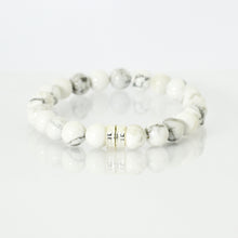 Load image into Gallery viewer, White Howlite  Double Silver Bead Bracelet (8 MM)
