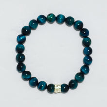 Load image into Gallery viewer, Blue Tiger Eye Silver Duo Bracelet (8 MM)
