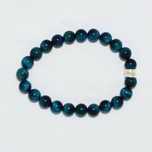 Load image into Gallery viewer, Blue Tiger Eye Silver Duo Bracelet (8 MM)

