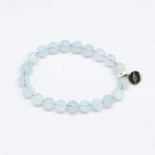 Load image into Gallery viewer, Aquamarine Stone Flat Silver Bracelet (8 MM)
