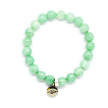 Load image into Gallery viewer, Jade Stone Flat Silver Bead Bracelet (8 MM)
