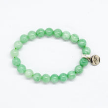 Load image into Gallery viewer, Jade Stone Flat Silver Bead Bracelet (8 MM)
