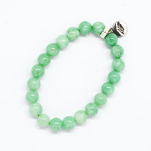 Load image into Gallery viewer, Jade Stone Flat Silver Bead Bracelet (8 MM)
