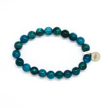 Load image into Gallery viewer, Apatite Stone Flat Silver Bead Bracelet (8 MM)
