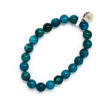 Load image into Gallery viewer, Apatite Stone Flat Silver Bead Bracelet (8 MM)
