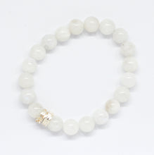 Load image into Gallery viewer, Moonstone Double Flat Silver Bead Bracelet (8 MM)
