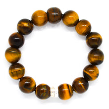 Load image into Gallery viewer, Tiger Eye Double Flat Silver Bracelet (12 MM)
