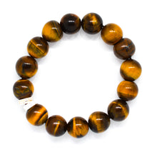 Load image into Gallery viewer, Tiger Eye Double Flat Silver Bracelet (12 MM)
