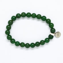 Load image into Gallery viewer, Green Aventurine Flat Silver Bead Bracelet (8 MM)
