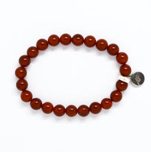 Load image into Gallery viewer, Carnelian Stone Flat Silver Bead Bracelet (8 MM)
