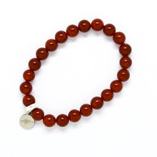 Load image into Gallery viewer, Carnelian Stone Flat Silver Bead Bracelet (8 MM)
